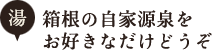 箱根の自家源泉をお好きなだけどうぞ