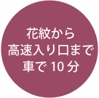 花紋から高速入り口まで車で約7分